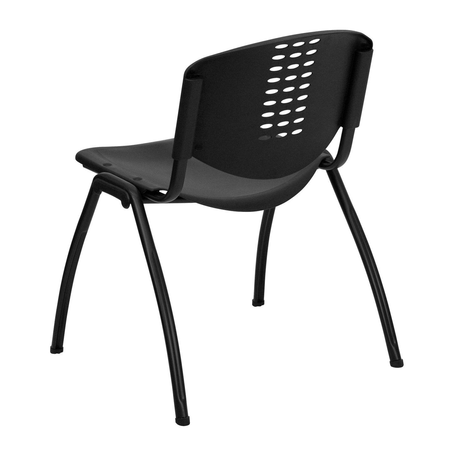 HERCULES Series 880 lb. Capacity Black Plastic Stack Chair with Oval Cutout Back and Black Frame Black