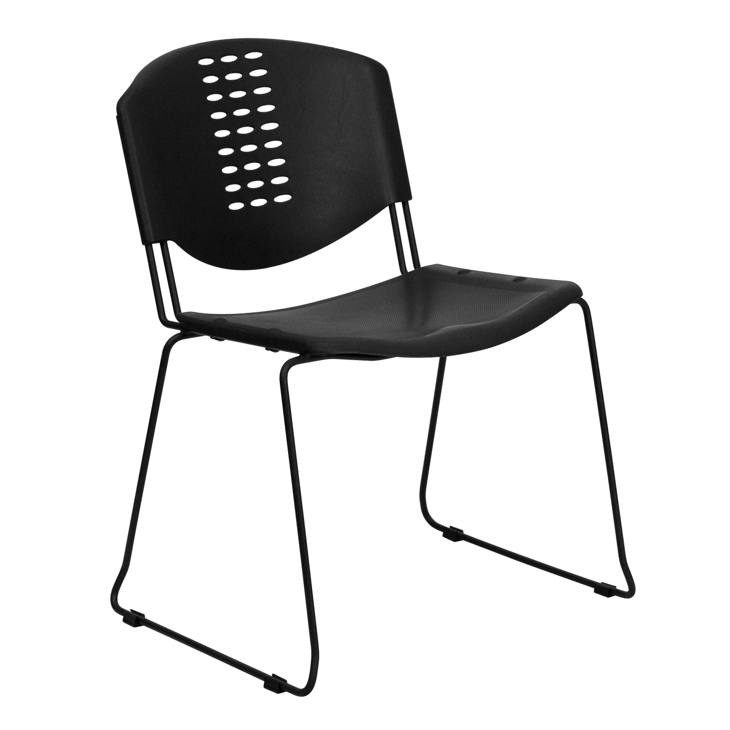 HERCULES Series 400 lb. Capacity Black Plastic Stack Chair with Black Frame Black