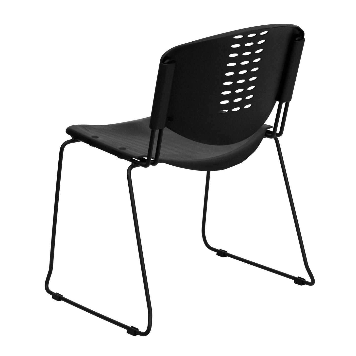 HERCULES Series 400 lb. Capacity Black Plastic Stack Chair with Black Frame Black