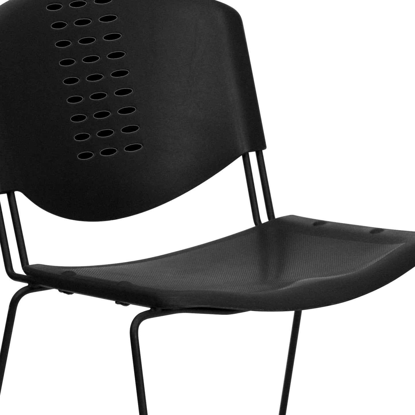 HERCULES Series 400 lb. Capacity Black Plastic Stack Chair with Black Frame Black