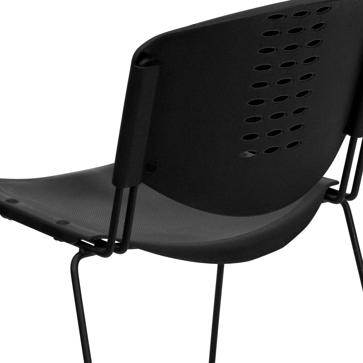 HERCULES Series 400 lb. Capacity Black Plastic Stack Chair with Black Frame Black