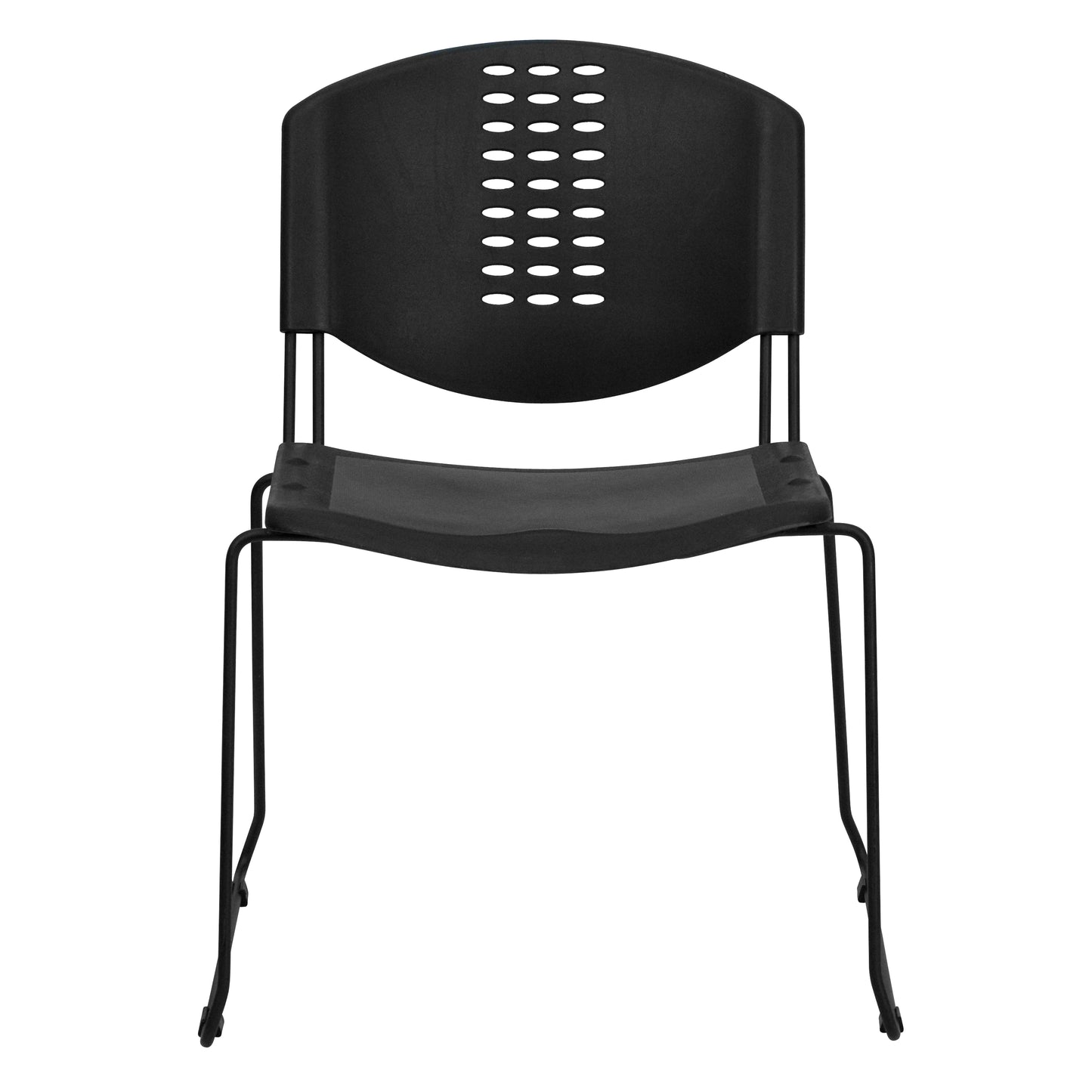 HERCULES Series 400 lb. Capacity Black Plastic Stack Chair with Black Frame Black