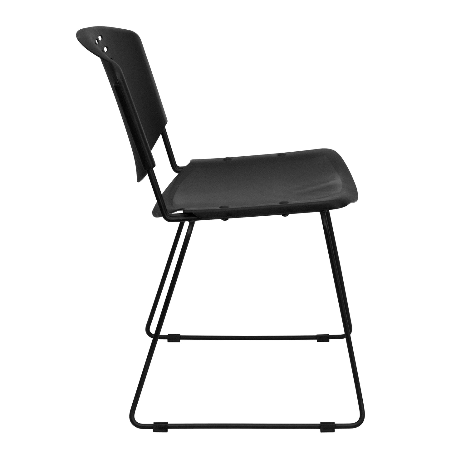 HERCULES Series 400 lb. Capacity Black Plastic Stack Chair with Black Frame Black