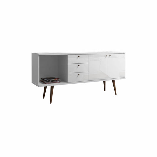 Manhattan Comfort Utopia Wide Dresser in White Gloss and Maple Cream S-1010451