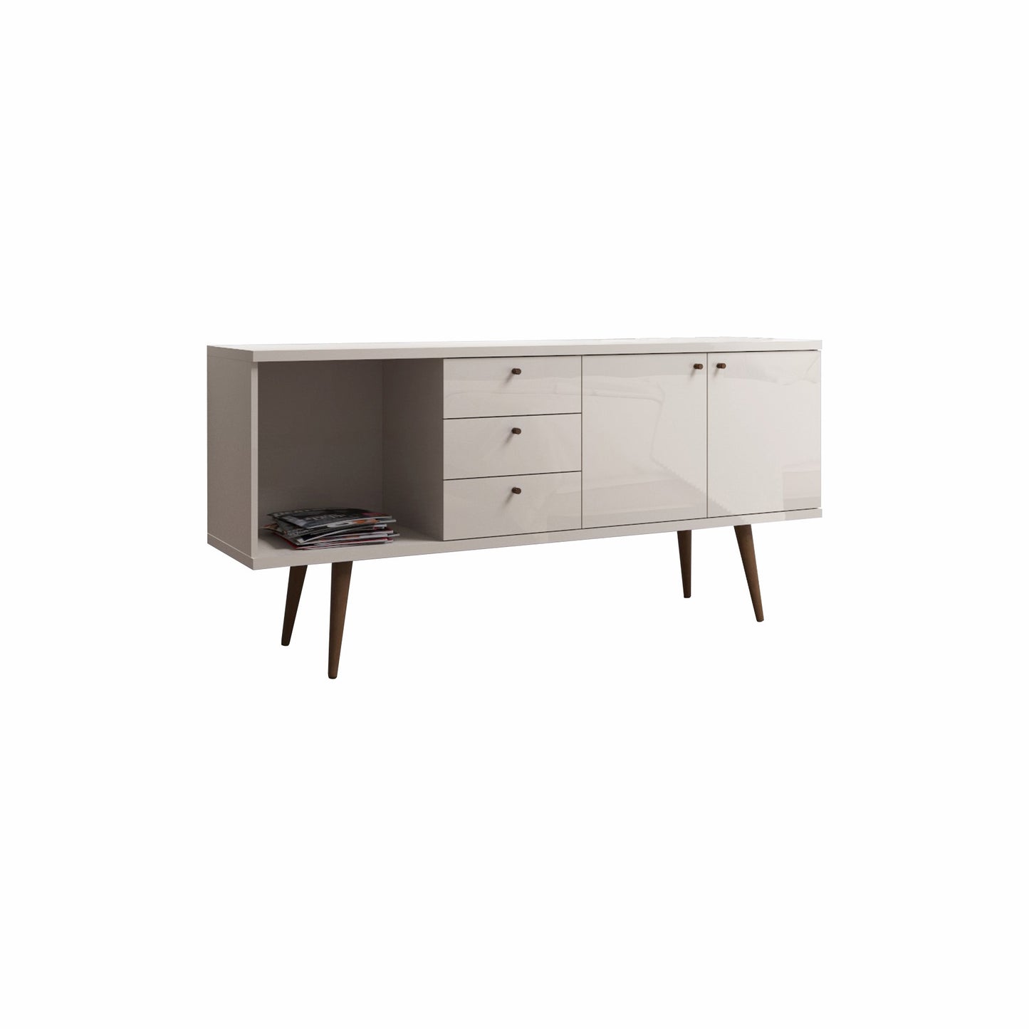 Manhattan Comfort Utopia Wide Dresser in Off White and Maple Cream S-1010452