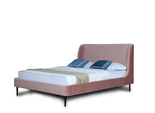 Manhattan Comfort Heather Full-Size Bed in Velvet Blush and Black Legs S-BD003-FL-BH