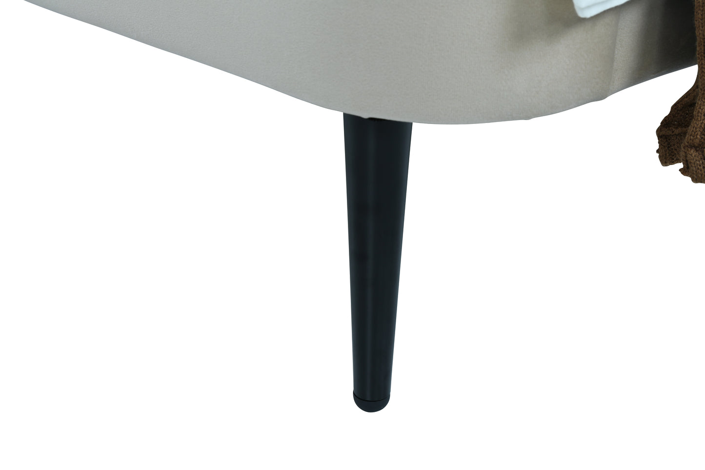 Heather Mid-Century Modern Upholstered Velvet Bed with Tapered Wood Legs and Headboard