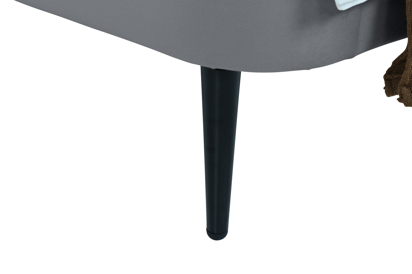 Heather Mid-Century Modern Upholstered Velvet Bed with Tapered Wood Legs and Headboard