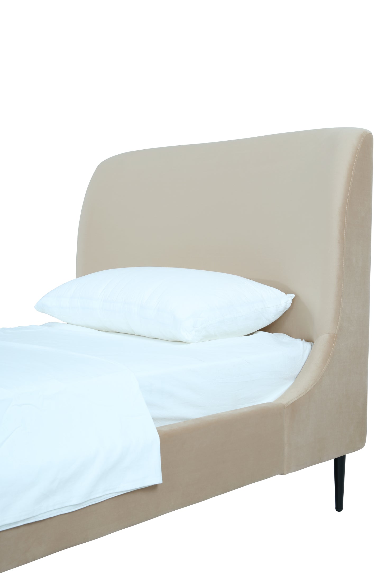 Manhattan Comfort Heather Velvet Twin Bed in Taupe with Black Legs S-BD003-TW-TP