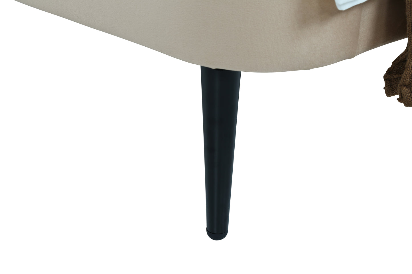 Heather Mid-Century Modern Upholstered Velvet Bed with Tapered Wood Legs and Headboard