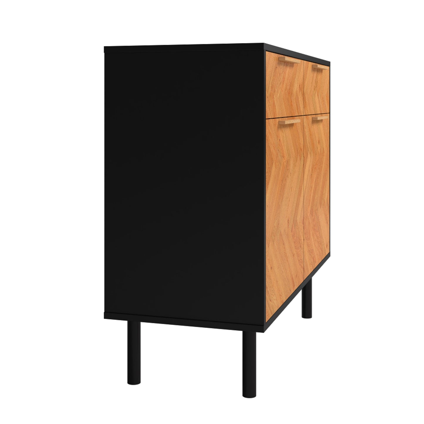 Manhattan Comfort Mid-Century Modern Liam Sideboard with 4 Shelves in Black and Wood SB-311AMC247