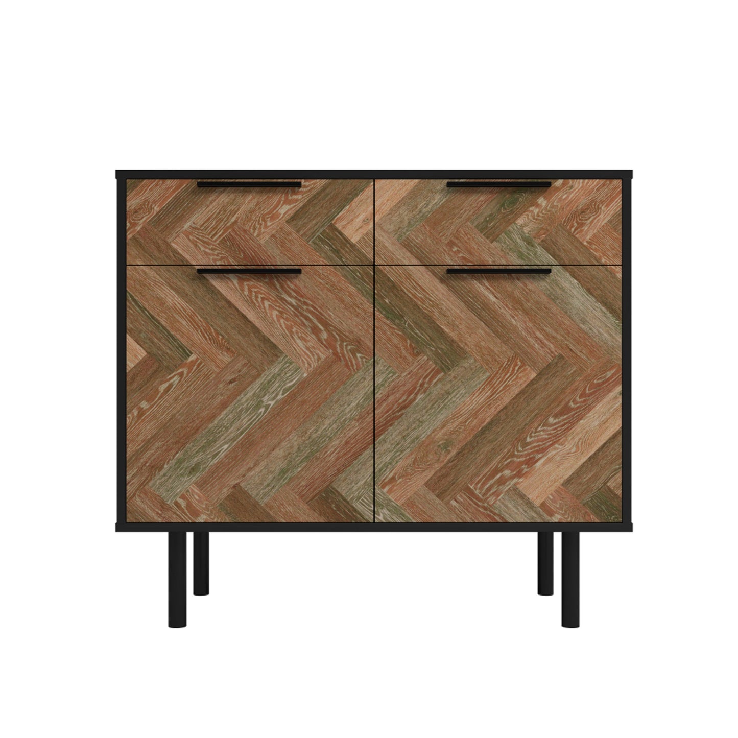 Manhattan Comfort Mid-Century Modern Liam Sideboard with 4 Shelves in Black and Brown SB-311AMC248