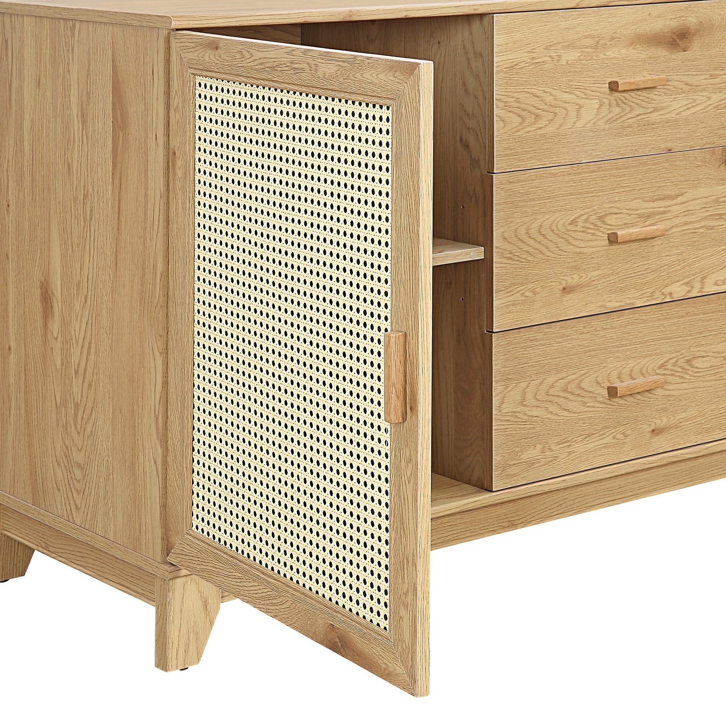 Manhattan Comfort Sheridan 59.05 Modern Cane Sideboard with Adjustable Shelves in Nature SB-4GLF-NA