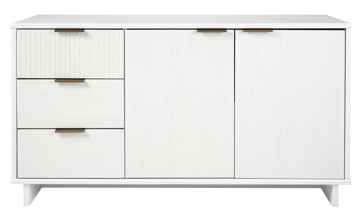 Manhattan Comfort Granville 55.07" Modern Sideboard with 3 Full Extension Drawers in White SB-5001