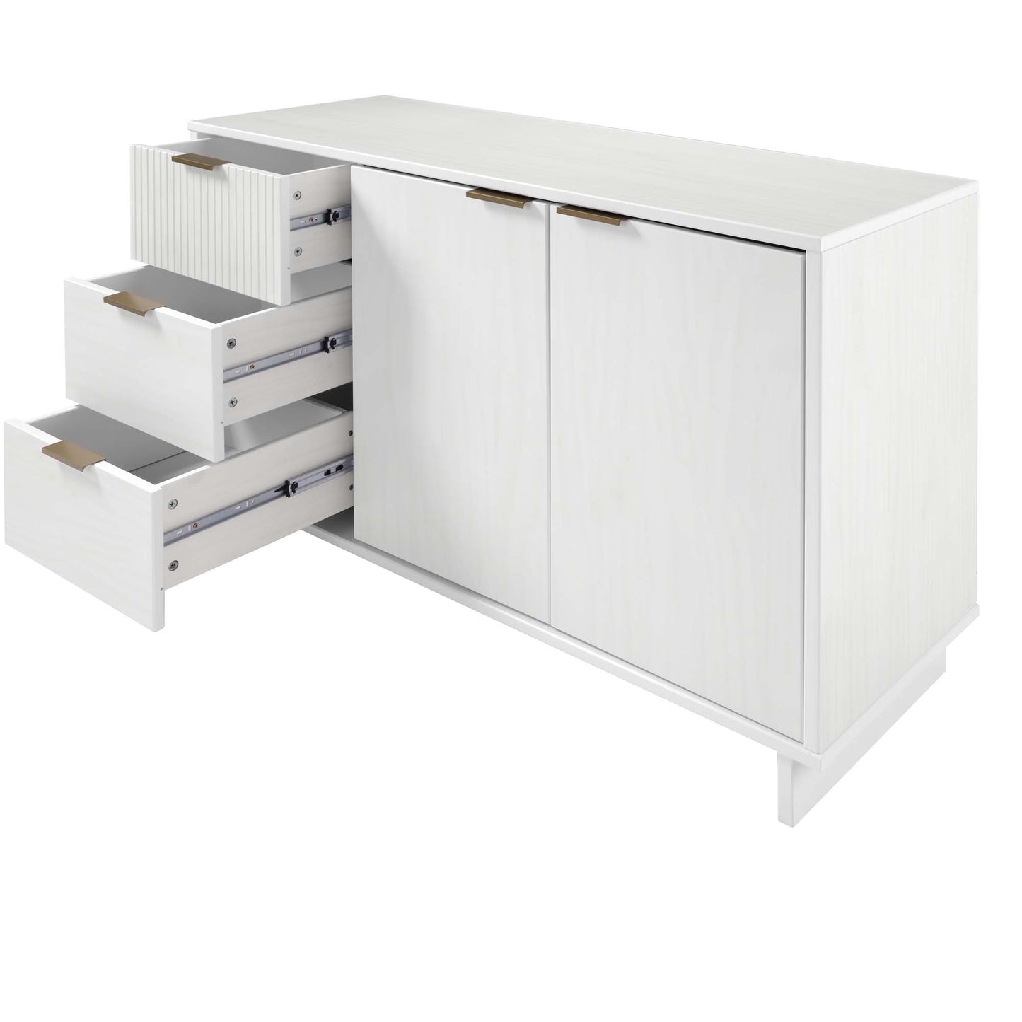 Manhattan Comfort Granville 55.07" Modern Sideboard with 3 Full Extension Drawers in White SB-5001