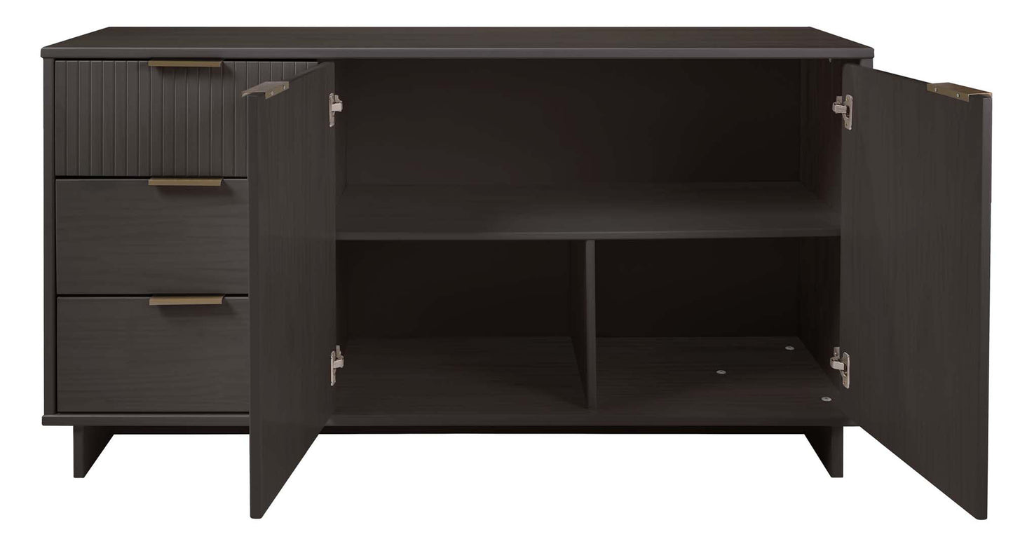 Manhattan Comfort Granville 55.07" Modern Sideboard with 3 Full Extension Drawers in Dark Grey SB-5005