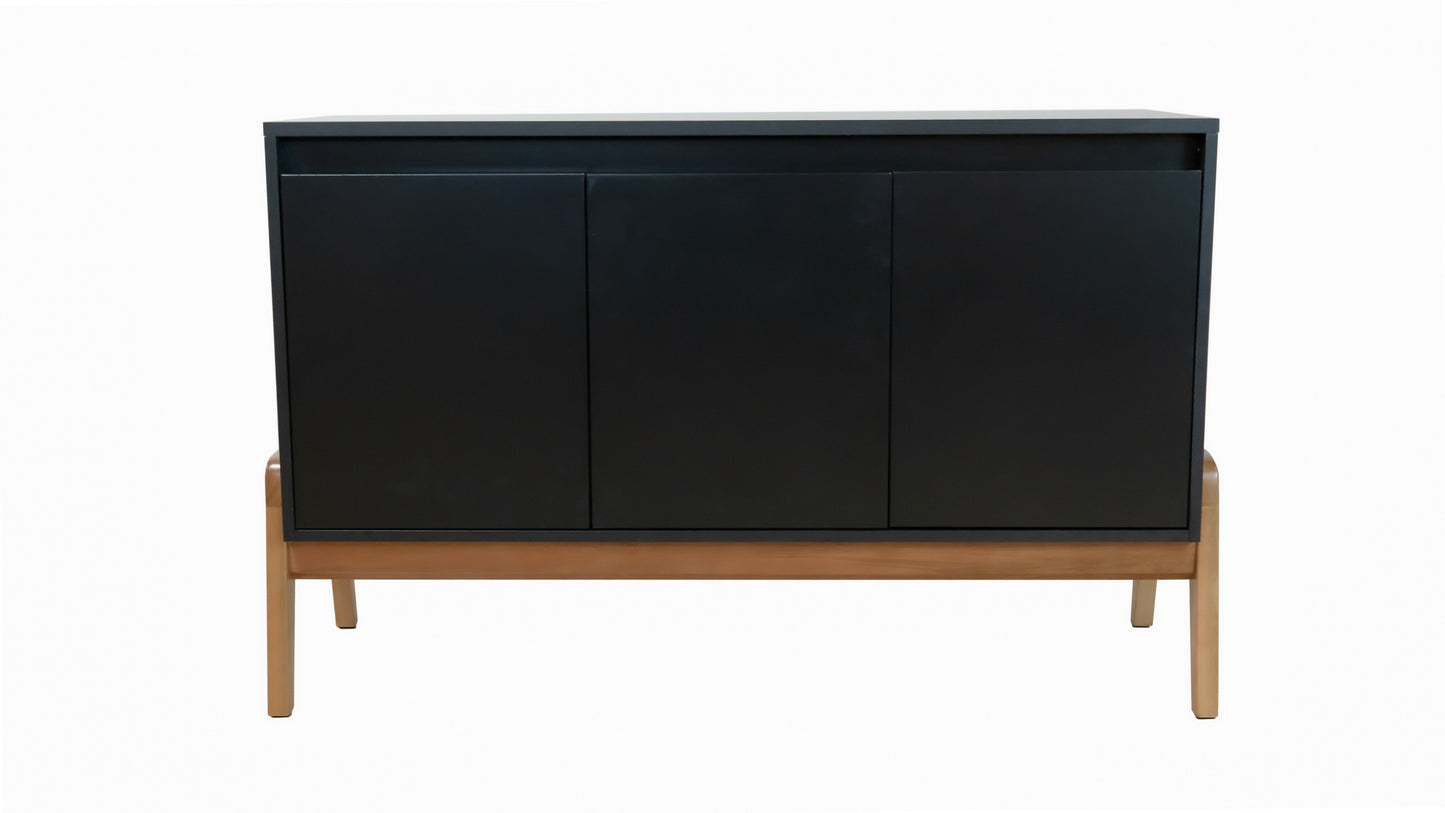 Manhattan Comfort Mid-Century Modern Gales 48.50 Sideboard with Solid Wood Legs in Matte Black SB-62676-BK