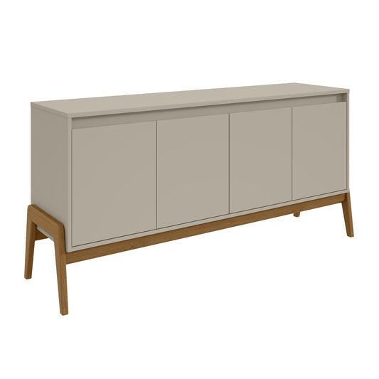 Manhattan Comfort Mid-Century Modern Gales 63.32 Sideboard with Solid Wood Legs in Greige SB-62722-OW