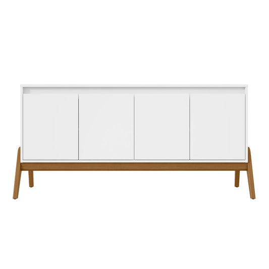 Manhattan Comfort Mid-Century Modern Gales 63.32 Sideboard with Solid Wood Legs in Matte White