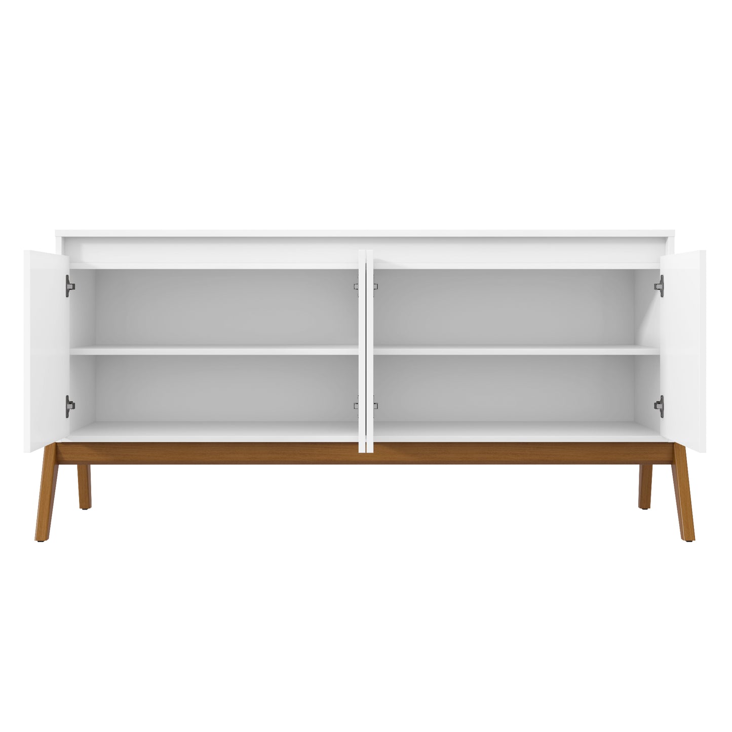 Manhattan Comfort Mid-Century Modern Gales 63.32 Sideboard with Solid Wood Legs in Matte White SB-62722-WH