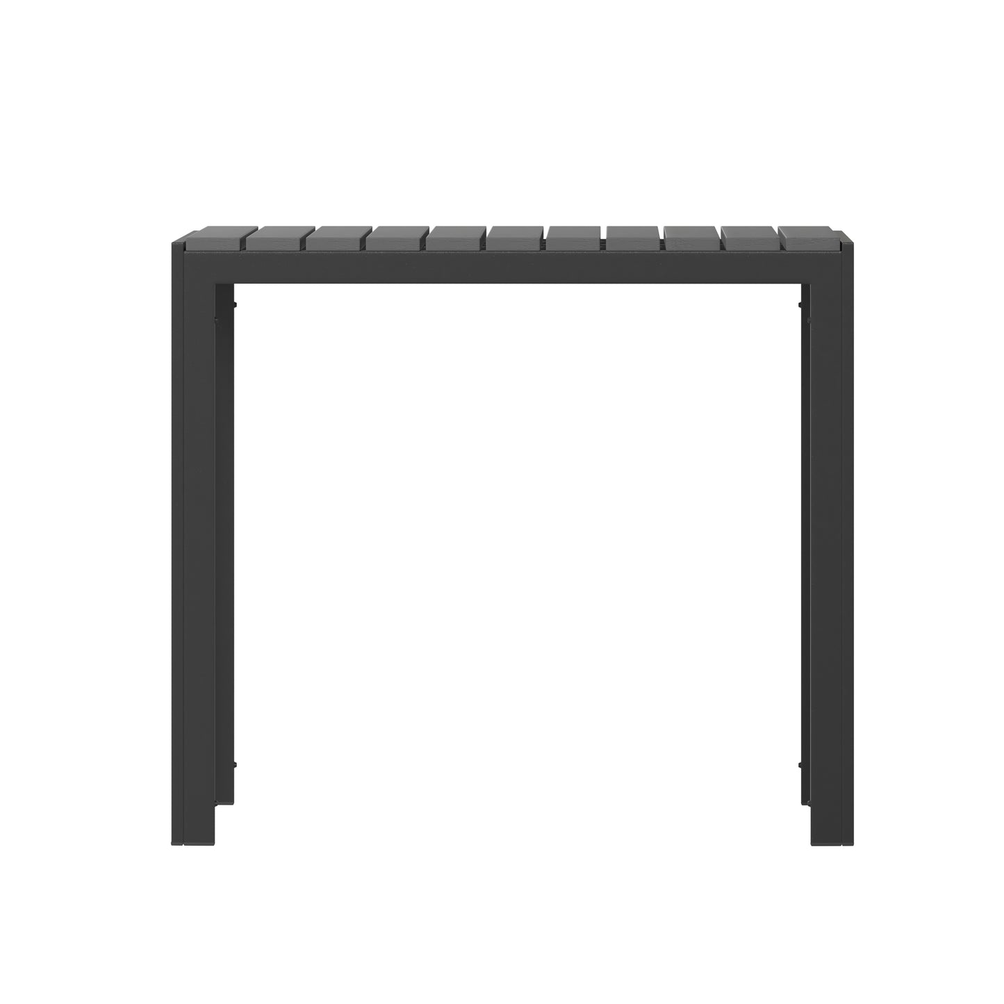 Harris Commercial Grade Indoor/Outdoor Black Square Steel Patio Dining Table for 4 with Black Poly Resin Slatted Top Black Top/Black Frame