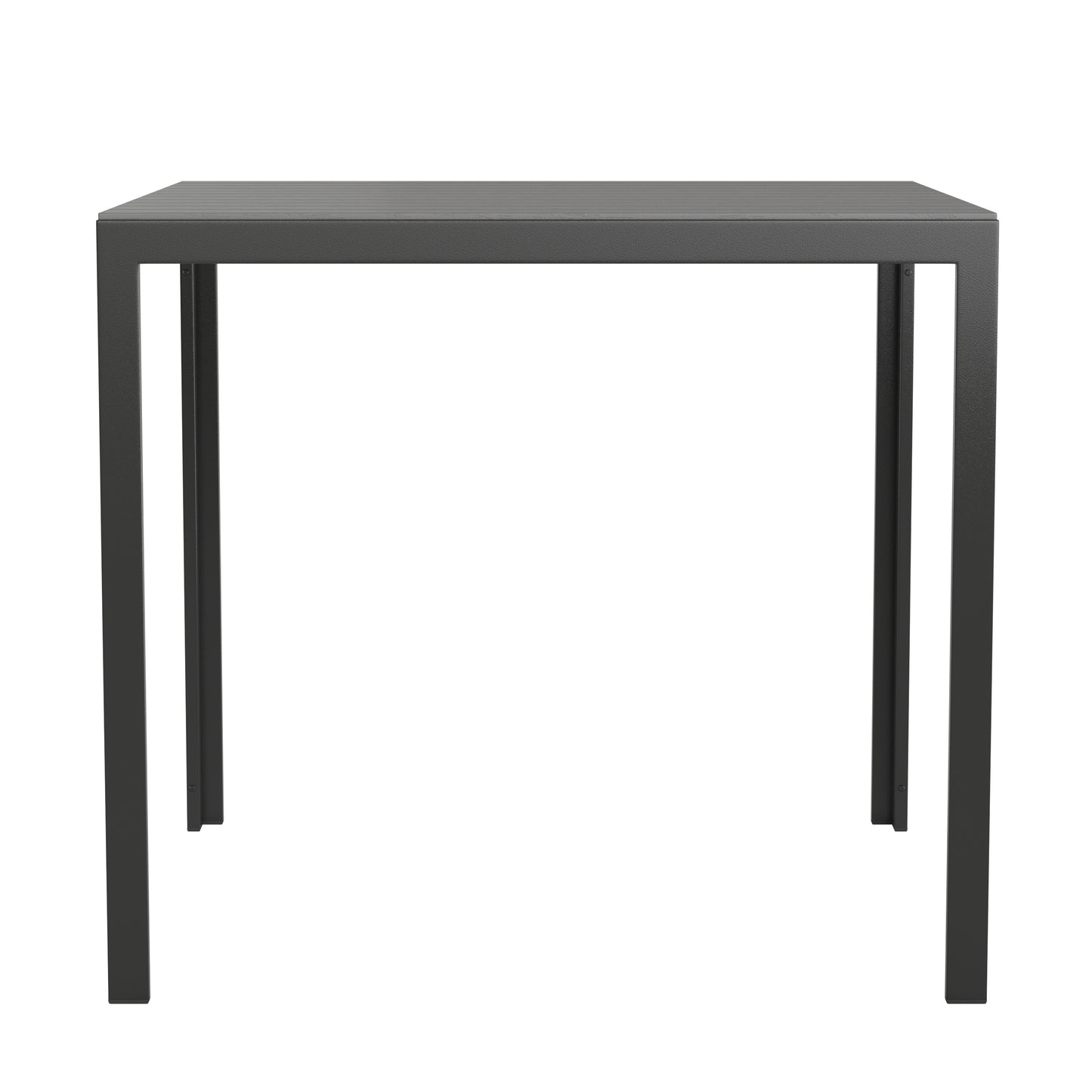 Harris Commercial Grade Indoor/Outdoor Black Square Steel Patio Dining Table for 4 with Black Poly Resin Slatted Top Black Top/Black Frame