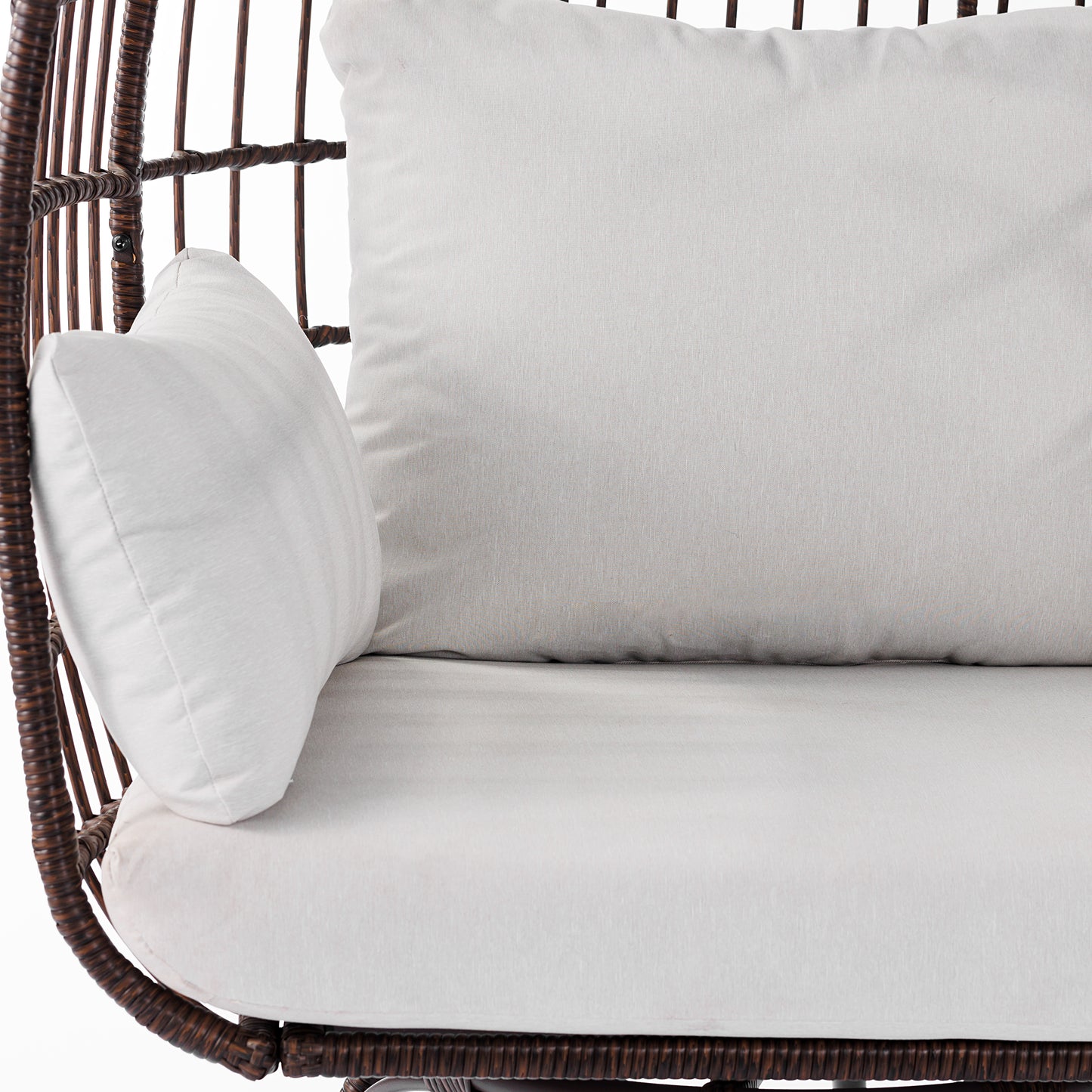 Zola Commercial Brown/Cream Indoor/Outdoor Oversized Wicker Egg Swivel Lounge Chair with 4 Cushions for Living Room, Patio, and Backyard Use Cream Cushions/Brown Frame