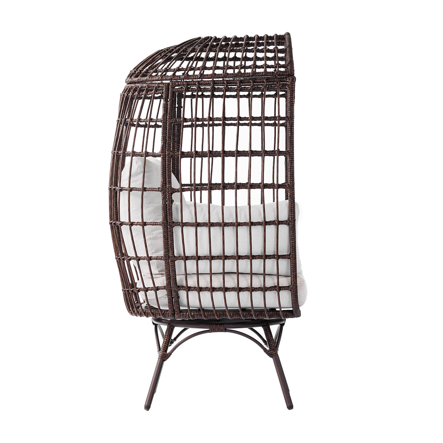 Zola Commercial Brown/Cream Indoor/Outdoor Oversized Wicker Egg Swivel Lounge Chair with 4 Cushions for Living Room, Patio, and Backyard Use Cream Cushions/Brown Frame