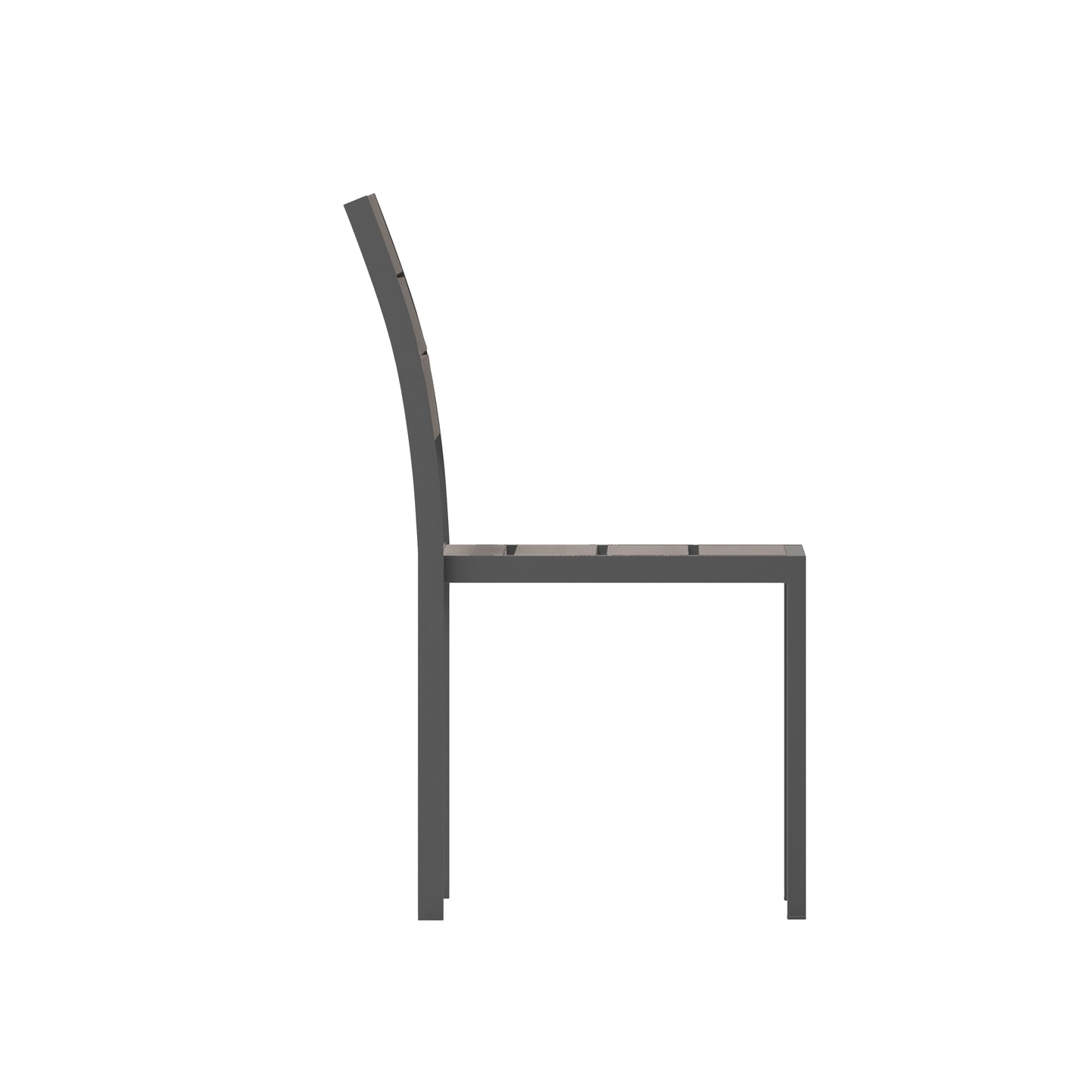 Finch Commercial Grade Armless Patio Chair, Stackable Side Chair with Faux Teak Poly Slats and Metal Frame, Gray/Gray Gray