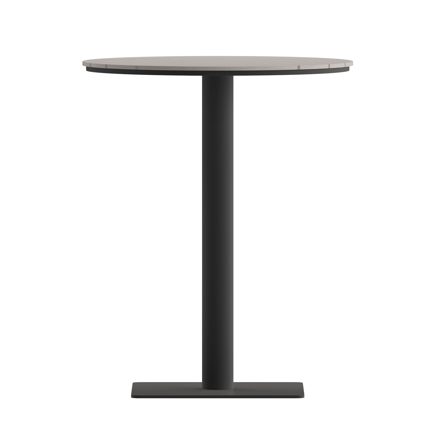 Finch Commercial Grade Round 24" Table with Faux Teak Poly Slats and Steel Frame, Gray/Gray Gray Top/Gray Frame