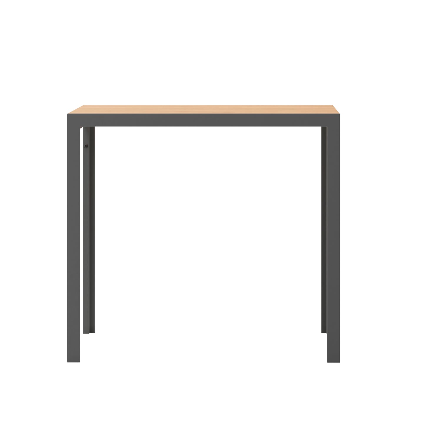 Finch Commercial Grade Outdoor Dining Table 55" x 31" with Faux Teak Poly Slats and Metal Frame, Natural/Gray Natural Top/Gray Frame