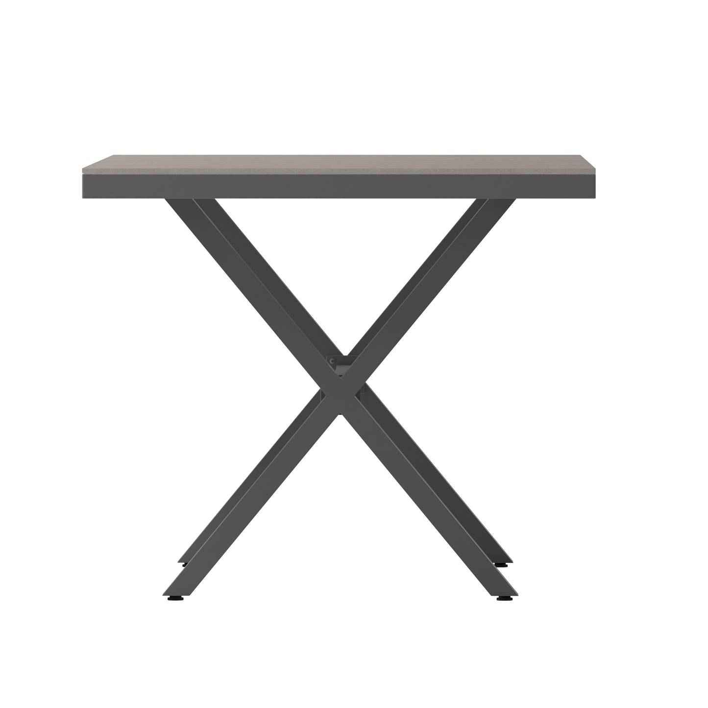 Finch Commercial Grade X-Frame Outdoor Dining Table 59" x 35.5" with Faux Teak Poly Slats and Metal Frame, Gray/Gray Gray Top/Gray Frame