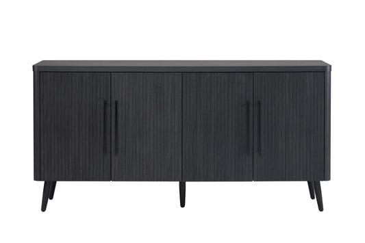 Jodie Mid-Century Modern 65" Fluted Sideboard in Charcoal Gray SB001-GY