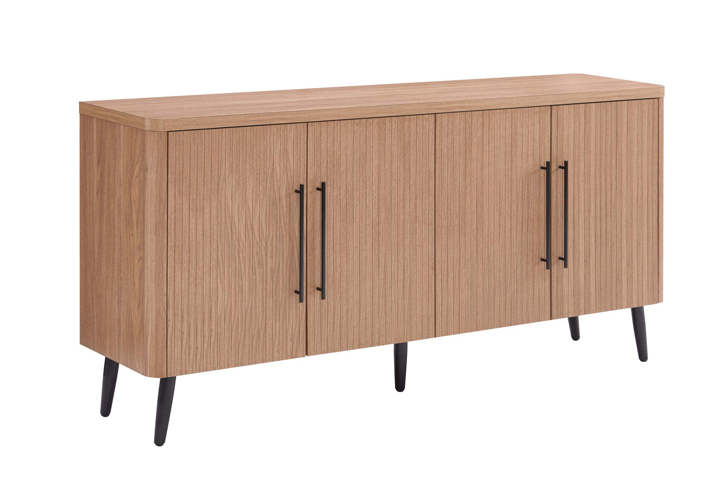 Jodie Mid-Century Modern Fluted Sideboard with Ample Storage and Shelving SB001