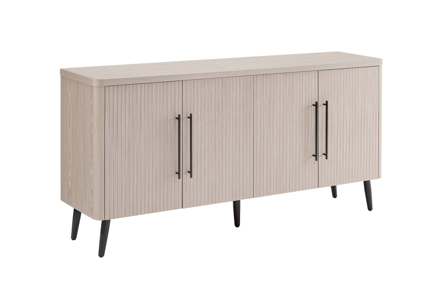 Jodie Mid-Century Modern Fluted Sideboard with Ample Storage and Shelving SB001