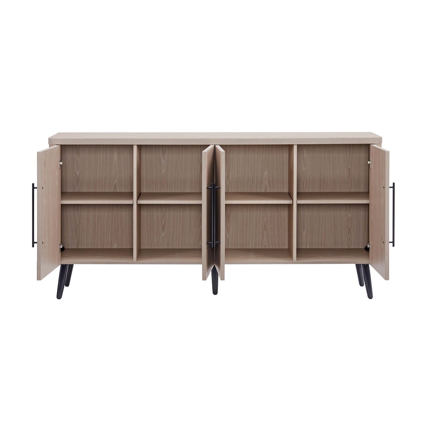 Jodie Mid-Century Modern Fluted Sideboard with Ample Storage and Shelving SB001