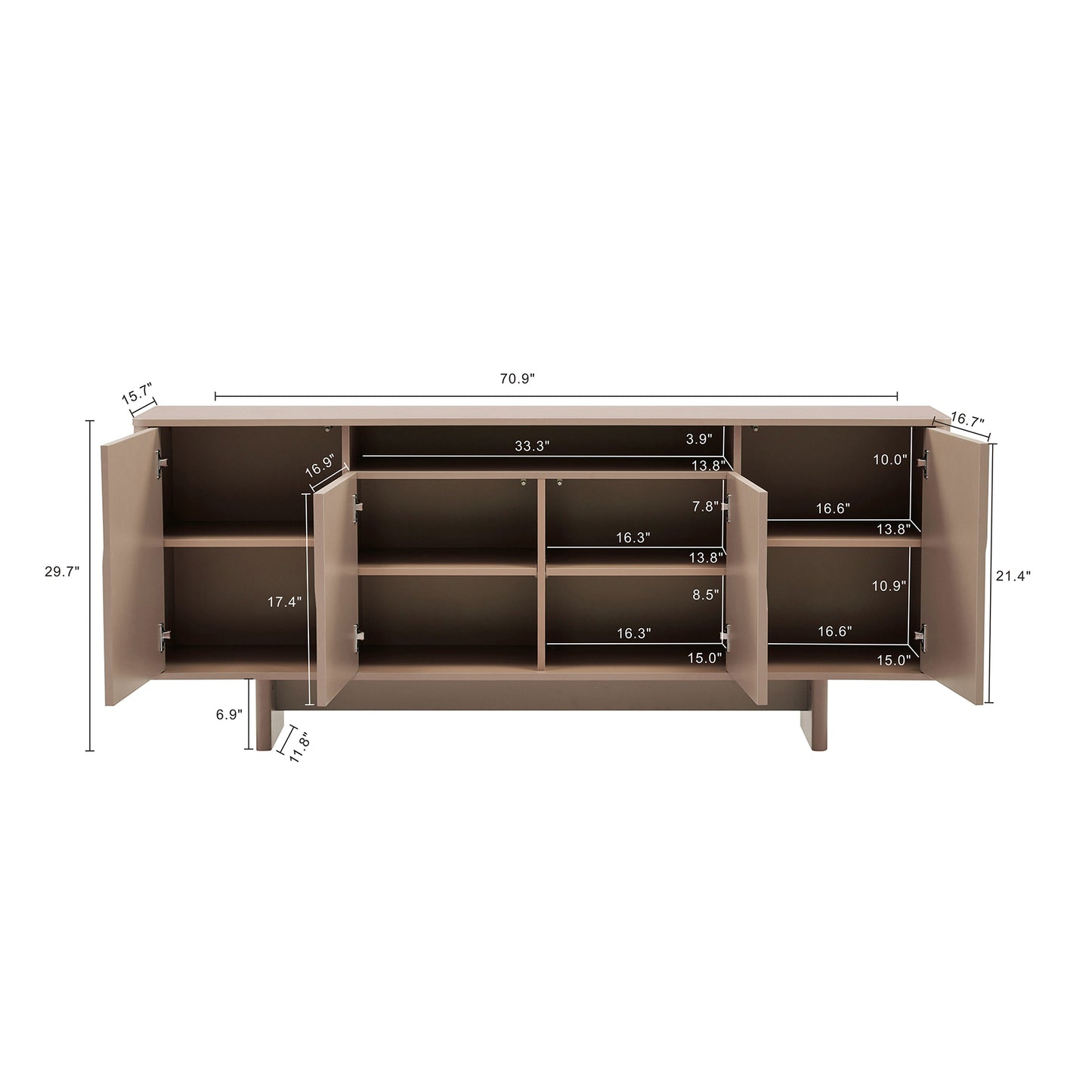 Ella Modern 71" Sideboard Contemporary Storage Buffet for Living Room Dining