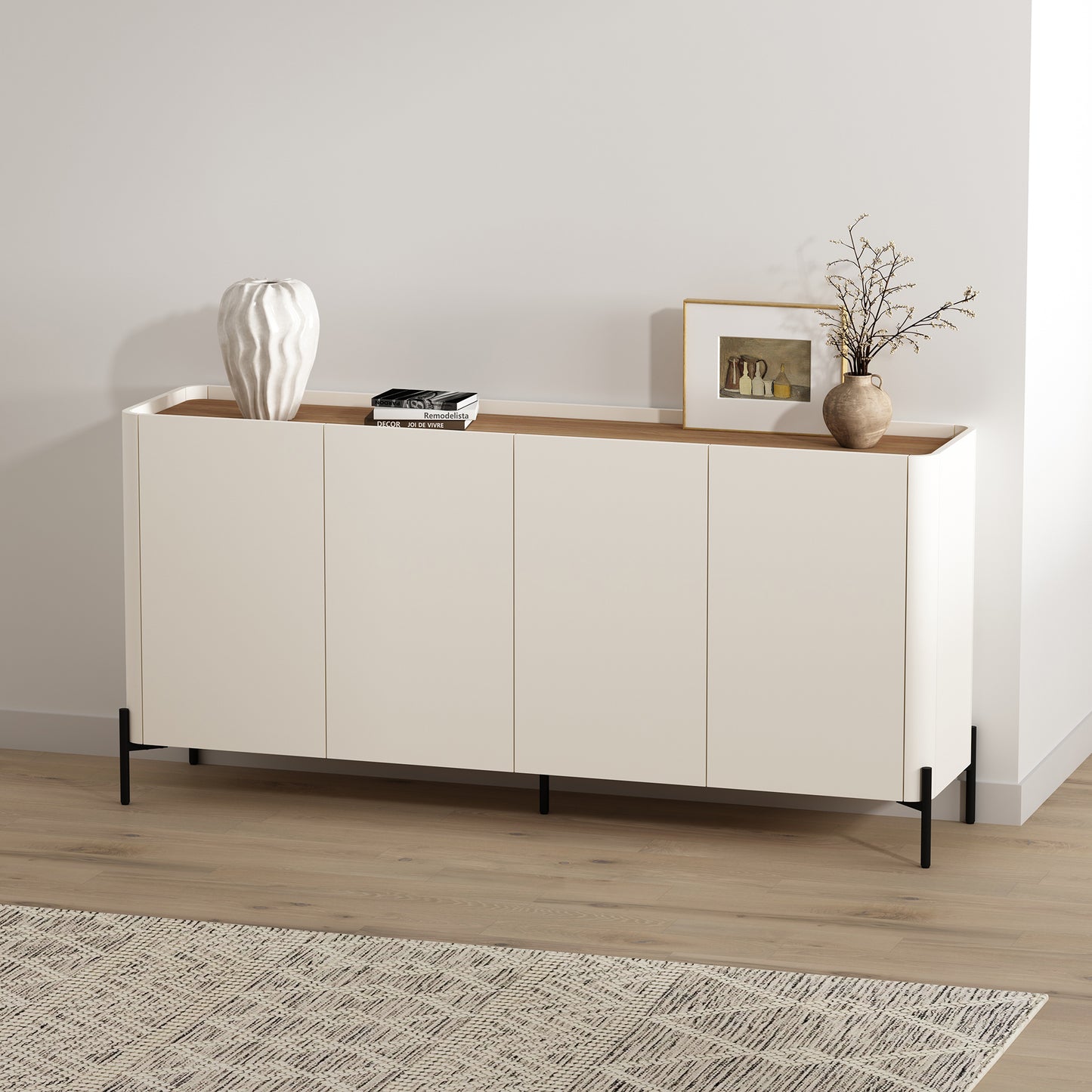 Abbey Modern Sideboard SB006 – Contemporary Storage Cabinet with Drawers and Doors