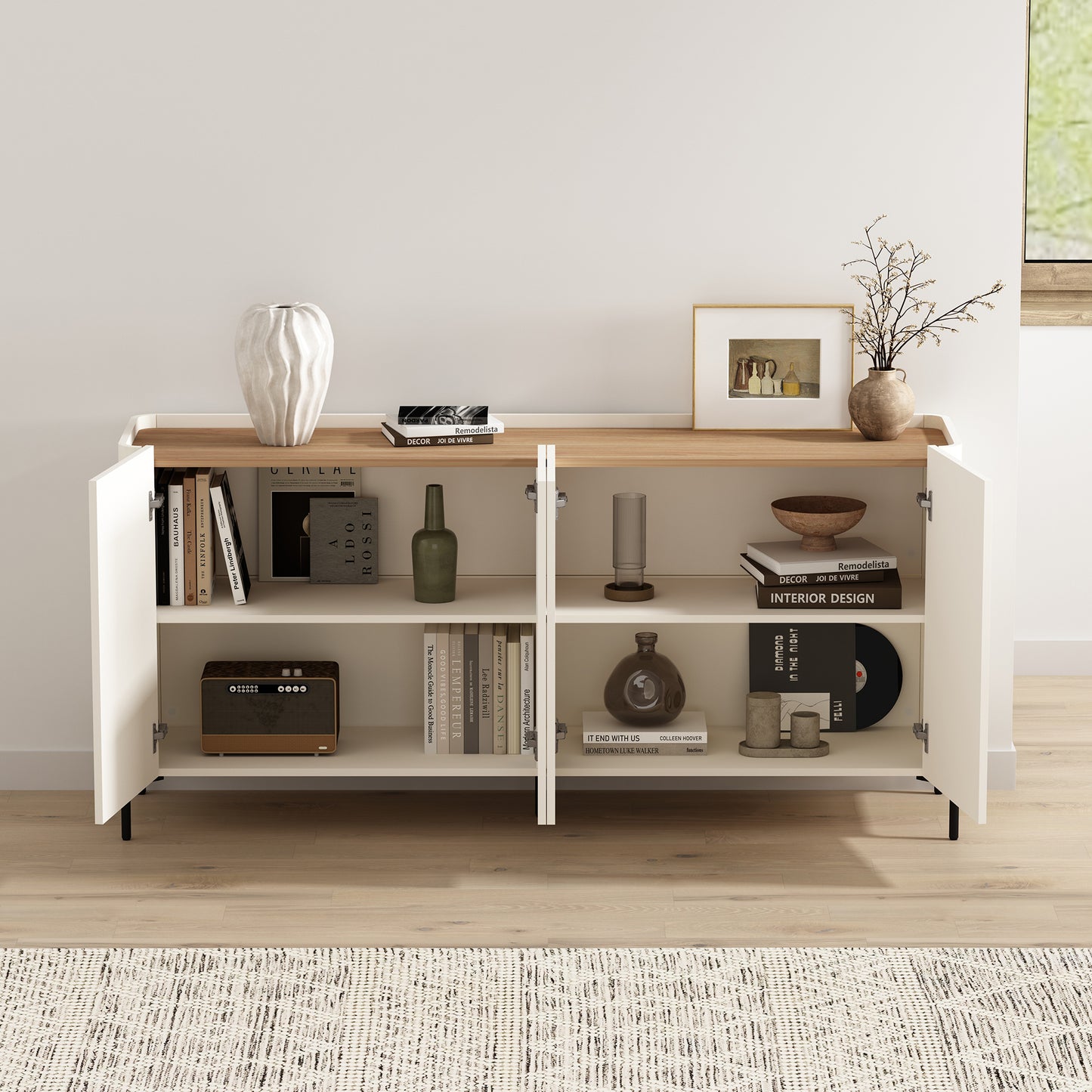 Abbey Modern Sideboard SB006 – Contemporary Storage Cabinet with Drawers and Doors