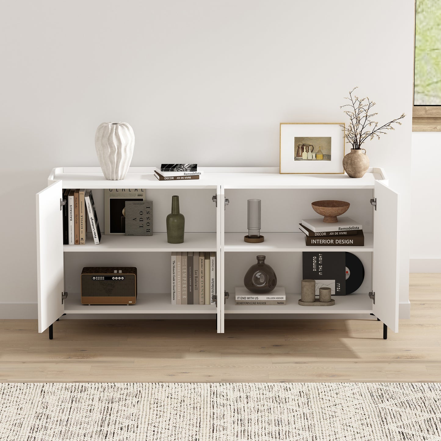 Abbey Modern Sideboard SB006 – Contemporary Storage Cabinet with Drawers and Doors