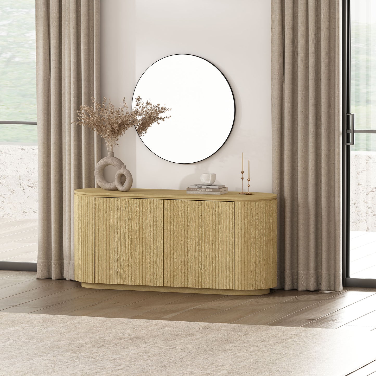 Olivia Modern 60" Sideboard in Natural Oak SB007-NO
