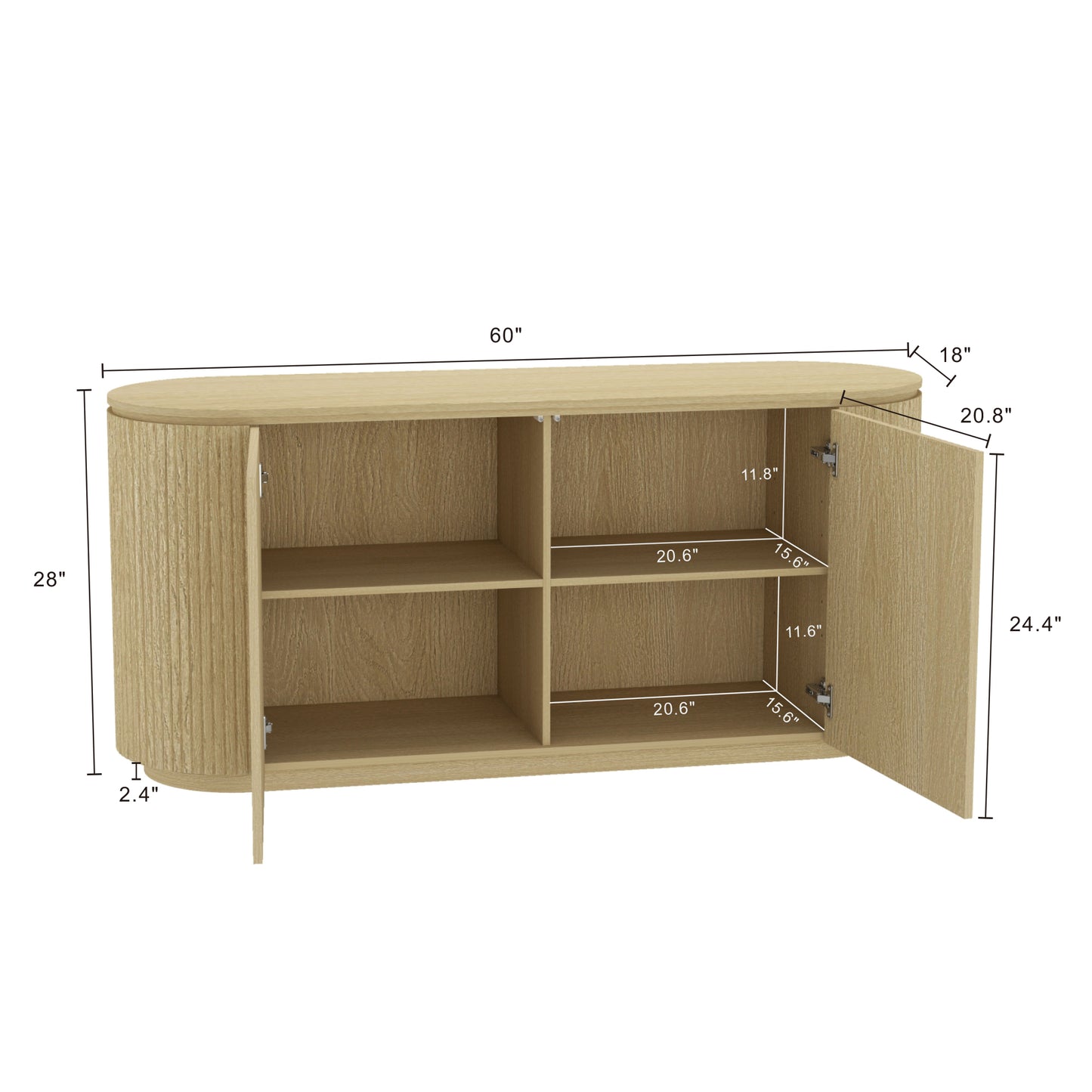 Olivia Modern 60" Sideboard in Natural Oak SB007-NO