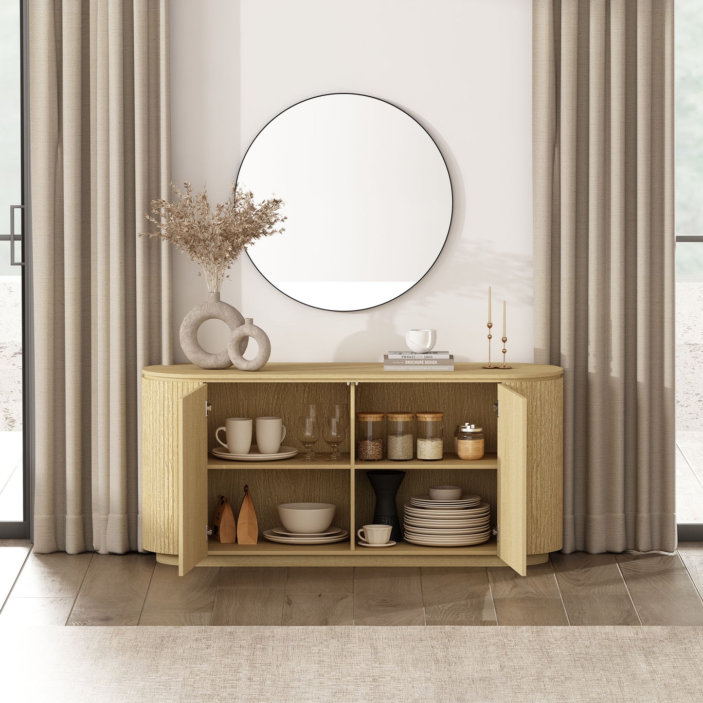 Olivia Modern 60" Sideboard in Natural Oak SB007-NO