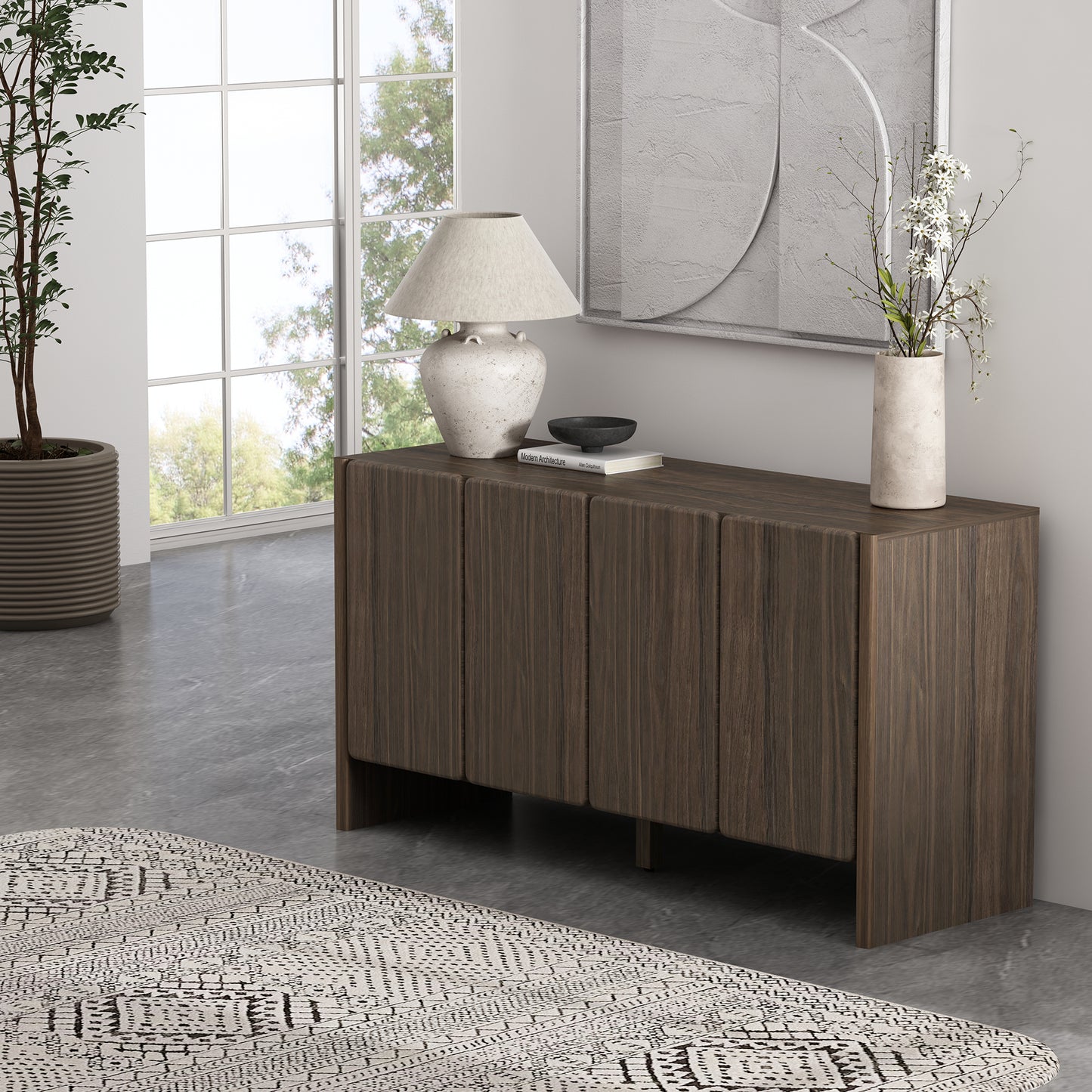 Linda Modern 60" Sideboard in Walnut Brown SB008-BR
