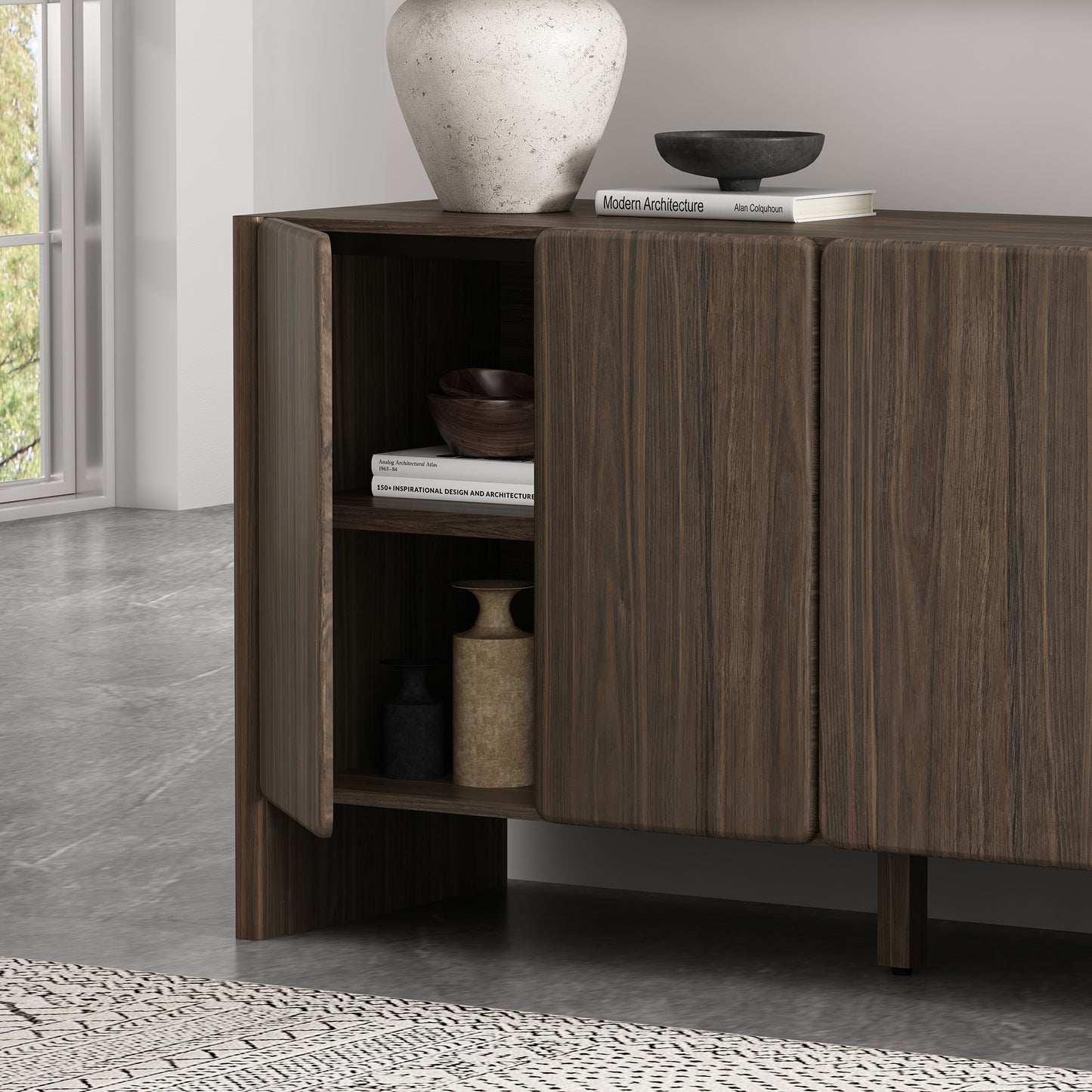 Linda Modern 60" Sideboard in Walnut Brown SB008-BR