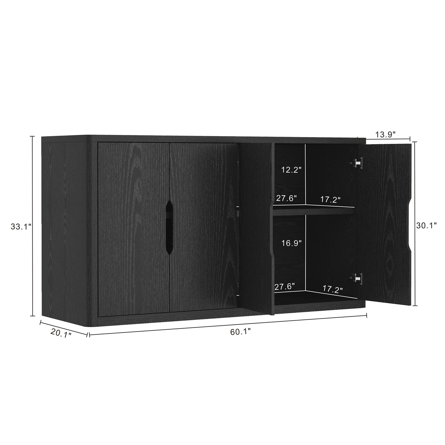 Rivington Modern 60" Sideboard in Black SB009-BK