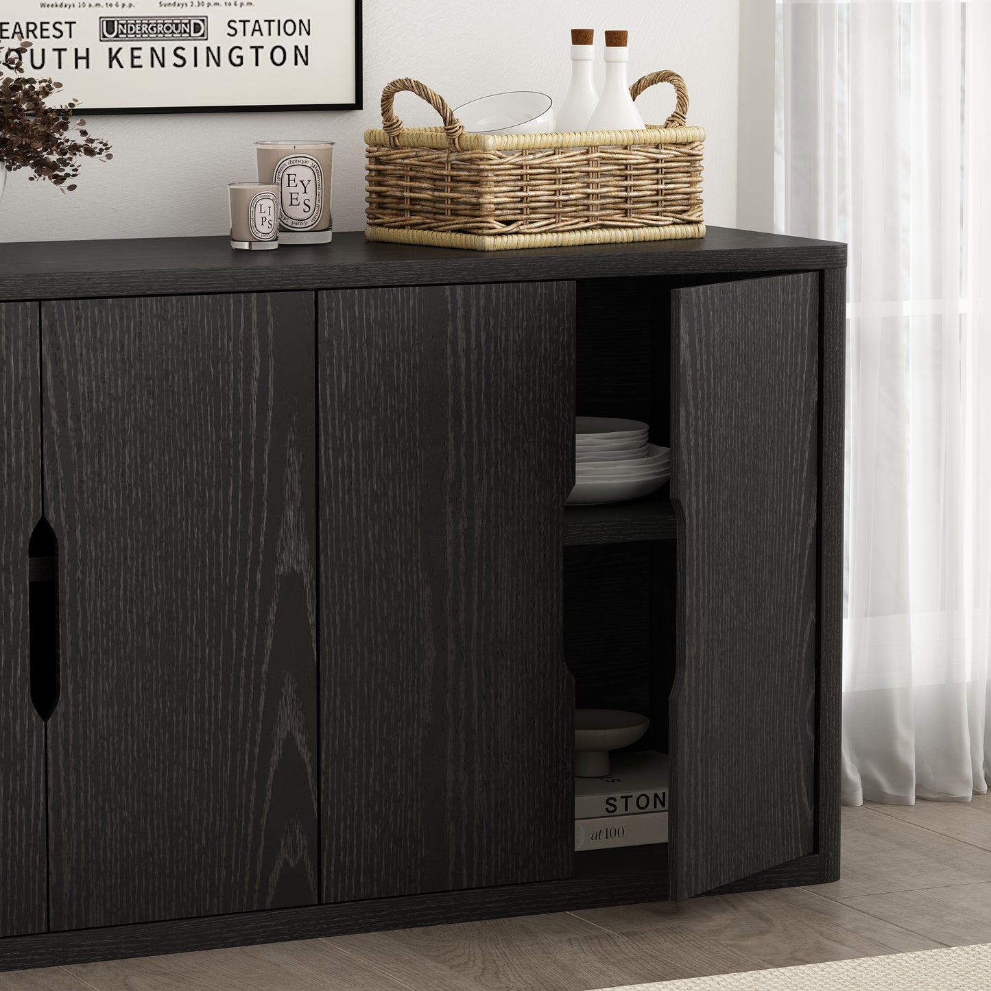 Rivington Modern 60" Sideboard in Black SB009-BK