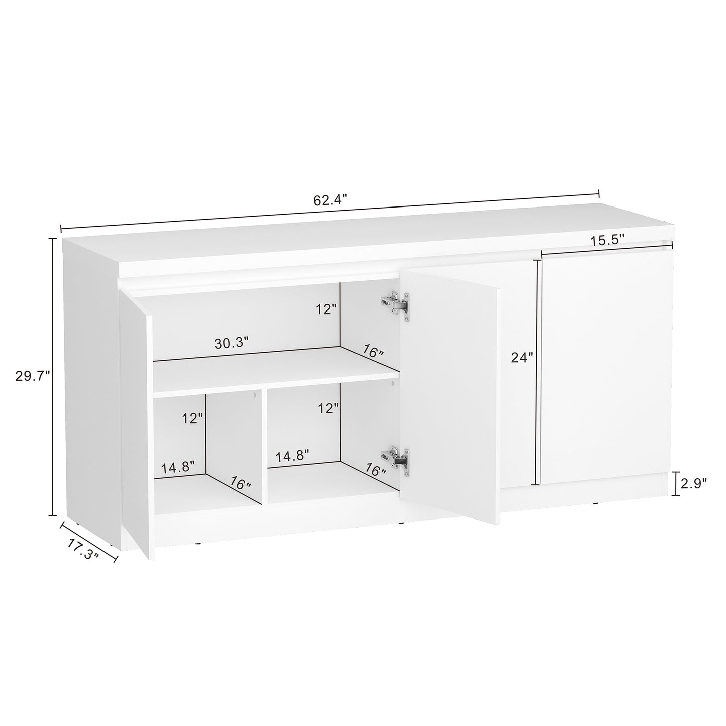 Griffin Modern 62" Sideboard in White SB1006-WH