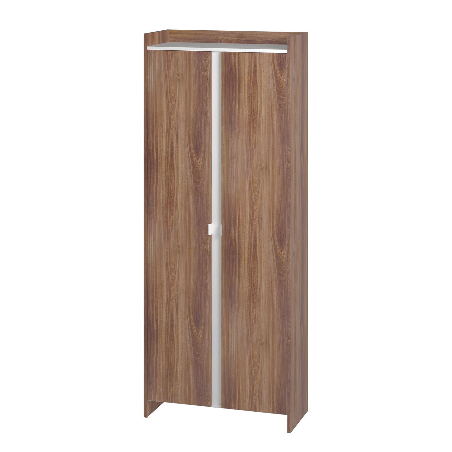 Manhattan Comfort Mid-Century Modern Ratzer Storage Cabinet with 11 Shelves in Brown and White SC-317AMC192