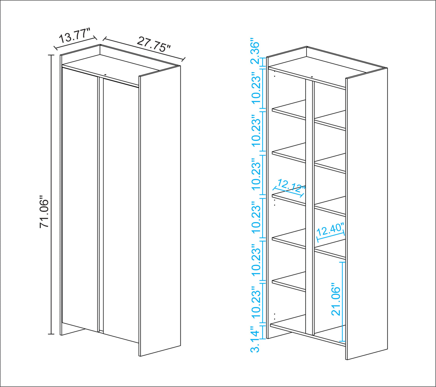 Manhattan Comfort Mid-Century Modern Ratzer Storage Cabinet with 11 Shelves in White and Brown SC-317AMC193